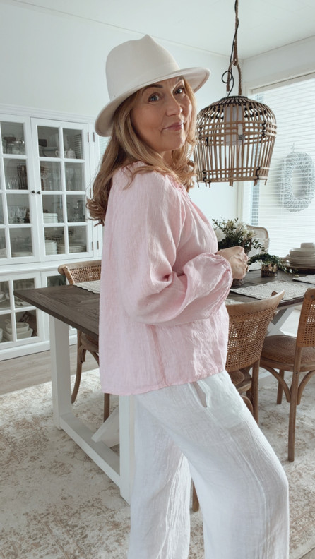 CHIARA LINEN BLOUSE POWDER ROSE