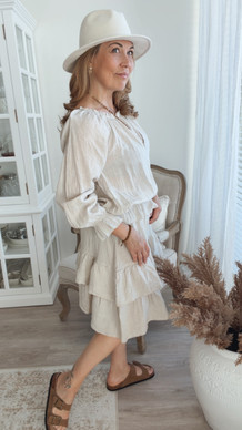 AMINA LINEN SKIRT BEIGE