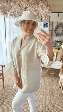 NADIA LINEN BLOUSE BEIGE