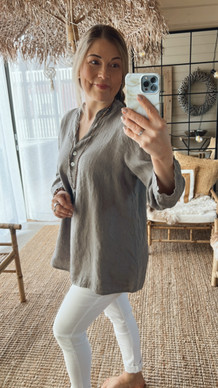 NADIA LINEN BLOUSE TAUPE