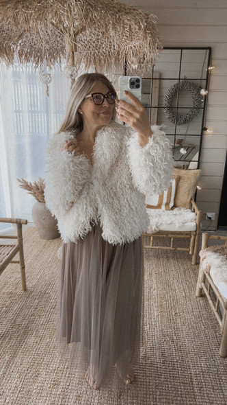 CARLA TULLE SKIRT TAUPE