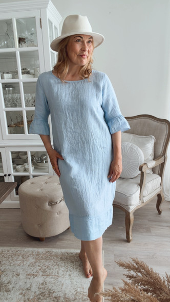 ADELLE LINEN DRESS SKYBLUE