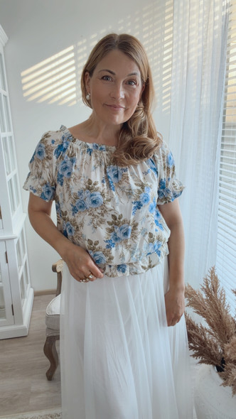 MARICELA VISCOSE BLOUSE BLUE