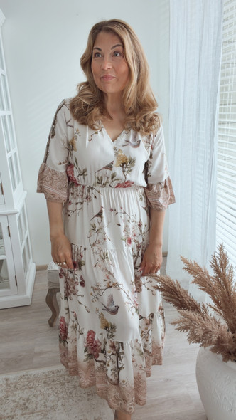 AMALFI VISCOSE DRESS BEIGE