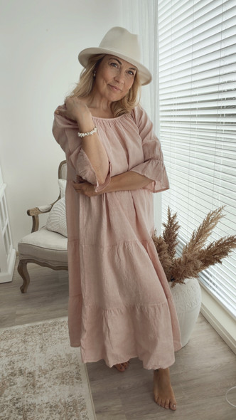 CAPRI LINEN DRESS OLD ROSE