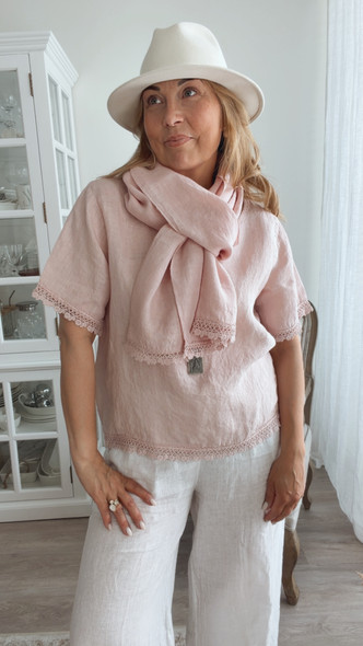 AMBRE LINEN SHIRT OLD ROSE