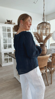 CHIARA LINEN BLOUSE NAVY