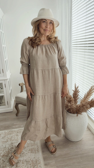CAPRI LINEN DRESS CASHMERE