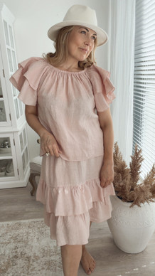 LORAINE LINEN BLOUSE OLD ROSE