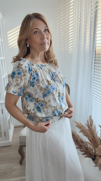 MARICELA VISCOSE BLOUSE BLUE