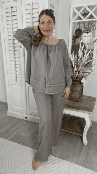 GISELLA LINEN BLOUSE TAUPE