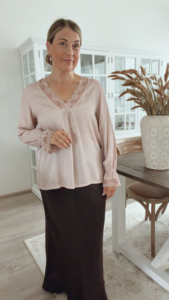 AMY SATIN BLOUSE OLD ROSE