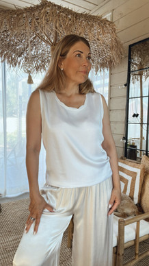 CLAUDINA SATIINITOPPI VALKOINEN