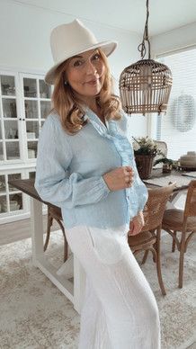 SOFIA LINEN BLOUSE SKYBLUE