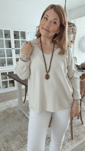 LINNET VISKOOSINEULE V-PÄÄNTIELLÄ BEIGE