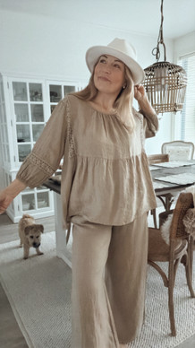 CASSANDRA LINEN BLOUSE CASHMERE