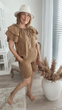LORAINE LINEN BLOUSE CAMEL