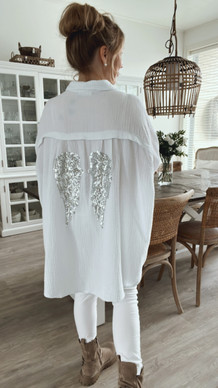 WINGS COTTON BLOUSE WHITE PLUS SIZE