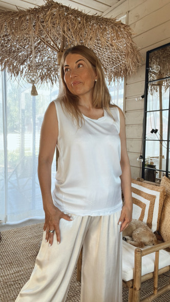 CLAUDINA SATIINITOPPI VALKOINEN