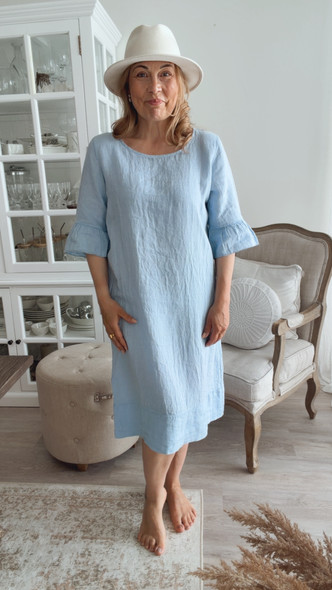 ADELLE LINEN DRESS SKYBLUE
