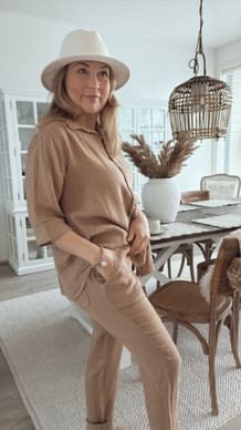 LINDSAY LINEN JOGGER CAMEL