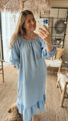 LISBETH LINEN DRESS SKYBLUE