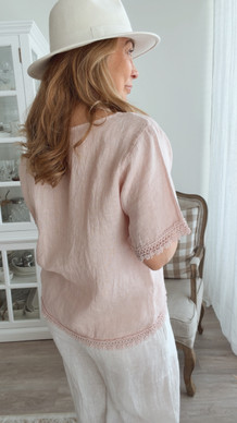 AMBRE LINEN SHIRT OLD ROSE