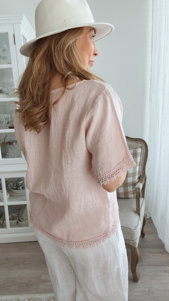 AMBRE LINEN SHIRT OLD ROSE