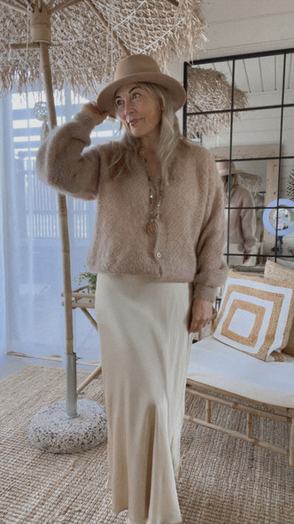 IDA SATIN SKIRT LIGHT CAMEL