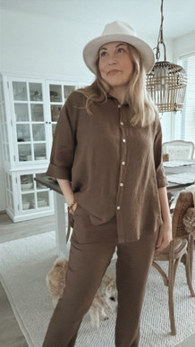 LINDSAY LINEN JOGGERS BROWN