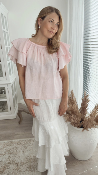 LORAINE LINEN BLOUSE ROSE