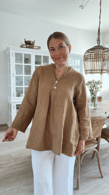 NADIA LINEN BLOUSE CAMEL