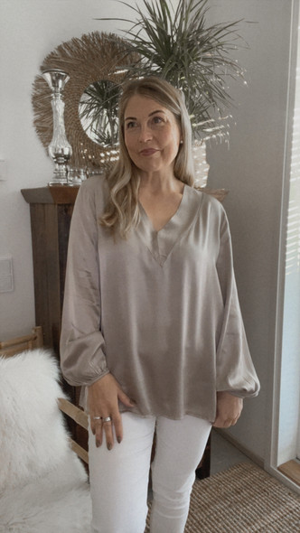 RENATA SATIN BLOUSE TAUPE
