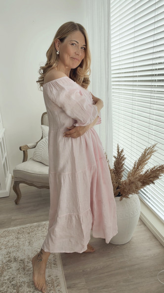 CAPRI LINEN DRESS ROSE