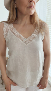 ALISON LINEN TOP BEIGE