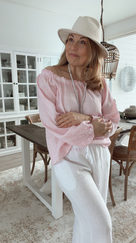 CHIARA LINEN BLOUSE POWDER ROSE