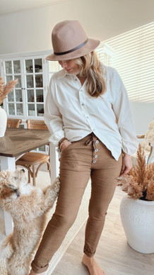 BUTTON JOGGERS CAMEL
