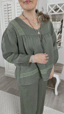 EVELYN LINEN BLOUSE KHAKI