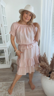 AMINA LINEN SKIRT OLD ROSE