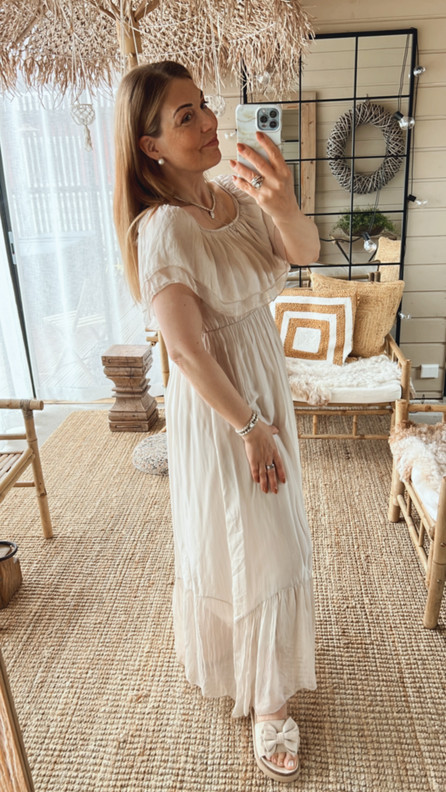 MABELLE SILKKI-VISKOOSIMEKKO BEIGE