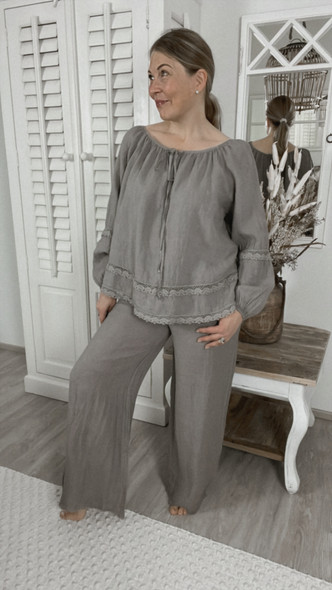 GISELLA LINEN BLOUSE TAUPE