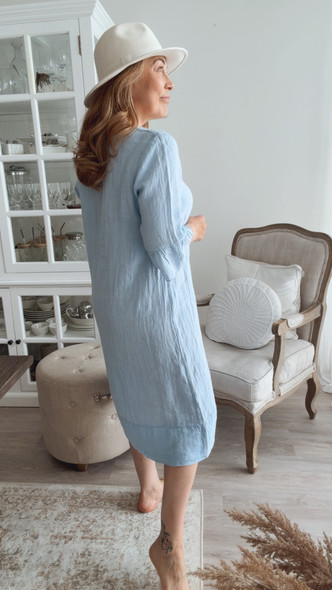 ADELLE LINEN DRESS SKYBLUE