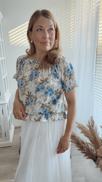 MARICELA VISCOSE BLOUSE BLUE