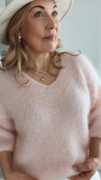 CARIN MOHAIR KNIT LIGHT ROSE