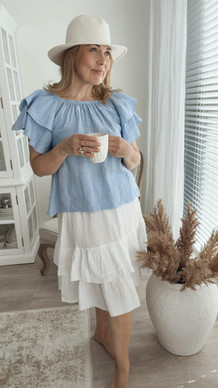 LORAINE LINEN BLOUSE SKY BLUE