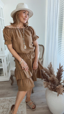 AMINA LINEN SKIRT CAMEL