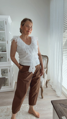 MALAK BARREL VISCOSE PANTS, CAMEL
