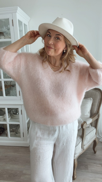CARIN MOHAIR KNIT LIGHT ROSE