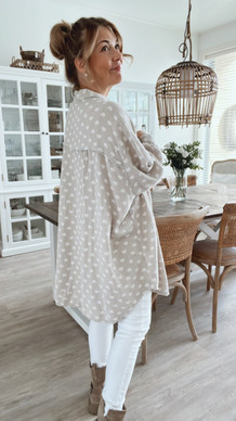 HEART COTTON SHIRT BEIGE PLUS SIZE