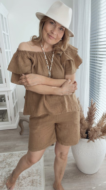 LORAINE LINEN BLOUSE CAMEL